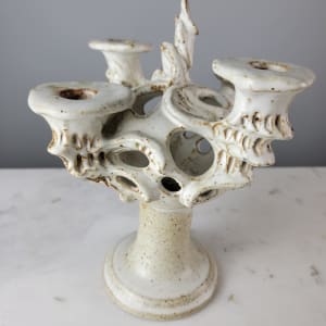 Handmade Potttery Candelabra 10" 