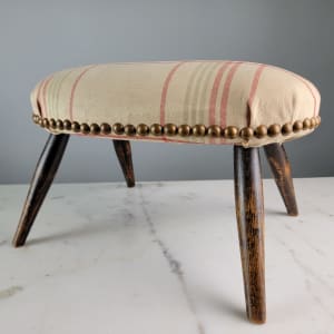 1800's Foot Stool  Image: Scratches on wooden legs due to age and wear.