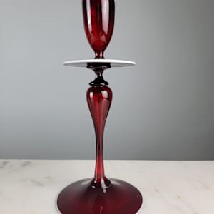 Salviati Red Venetian Glass Candlestick by Salviati Glass