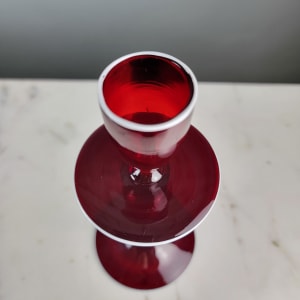 Salviati Red Venetian Glass Candlestick by Salviati Glass 