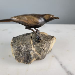 Reussner Bronze Bird on Stone Base by Charles Reussner 