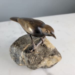 Reussner Bronze Bird on Stone Base by Charles Reussner 