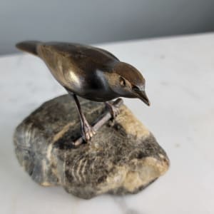 Reussner Bronze Bird on Stone Base by Charles Reussner 