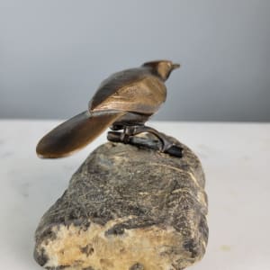 Reussner Bronze Bird on Stone Base by Charles Reussner 