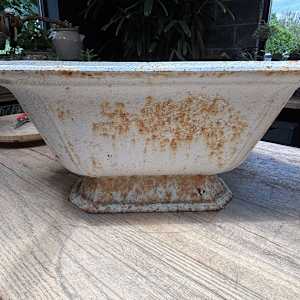 White Iron Trough Footed with Handles  Image: back