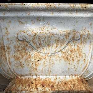 White Iron Trough Footed with Handles  Image: front emblem 