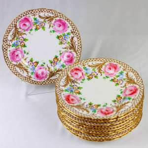 Reizenstein Hand Painted Floral Luncheon Plates, Set/10 by Reizenstein
