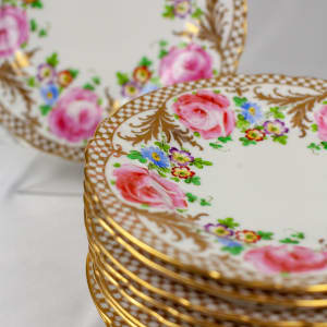 Reizenstein Hand Painted Floral Luncheon Plates, Set/10 by Reizenstein