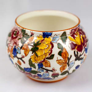 Handpainted Porcelaine de Gien Peonies Plates and Bowl by Faïencerie de Gien 