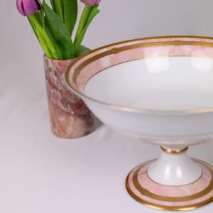 Footed Bowl, White/pink, Porcelain,Gaudron-Marbre Rose by Christian Dior 