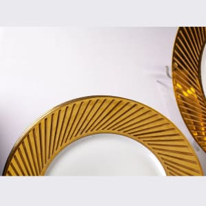 Etched Gold Dinner Plates by Jean Luce 