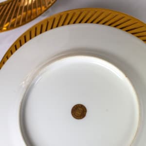 Etched Gold Dinner Plates by Jean Luce 