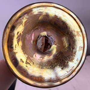 Tiffany Studios Gold Favrile Glass Trumpet Vase with leaf and vine decoration by Tiffany Studios, Louis Comfort Tiffany 
