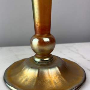Tiffany Studios Gold Favrile Glass Trumpet Vase with leaf and vine decoration by Tiffany Studios, Louis Comfort Tiffany 