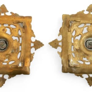 Pair of Brass and Porcelain Candlesticks 