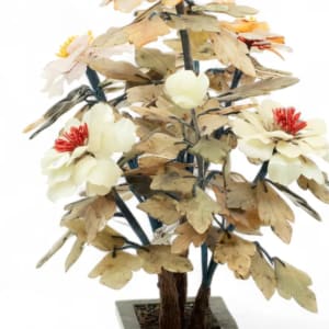 Jade & Agate Carved Bonsai Flower Tree 18" 