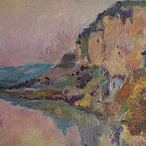 Hudson River Impressionist Landscape, Oil on Board 