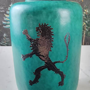 Gustavsberg Argenta Lion Motif Vase by Wilhelm Kage, Gustavsberg Porcelain Manufactory
