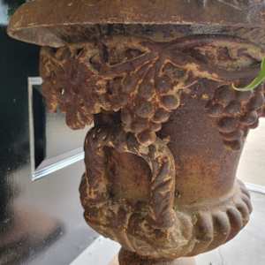 American Cast Iron Urn with Pierced Filigree 