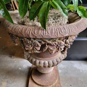 American Cast Iron Urn with Pierced Filigree 