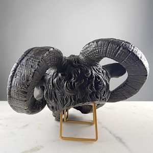 Bronze Ram Head by Miguel Fernando Lopez "Milo" 