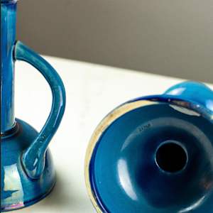 Japanese Candlesticks with Handle / Pair  Image: Impression mark "Japan."