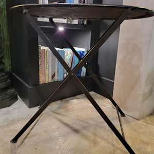 Leather Top Folding Table 