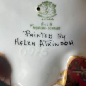 Porcelain Handpainted Ceramic Bird Trio by Gerold Porzellan  Image: Factory stamped "Garold Porzellan, Bavaria, Made in Western-Germany." Hand signed by "Helen Atkinson."