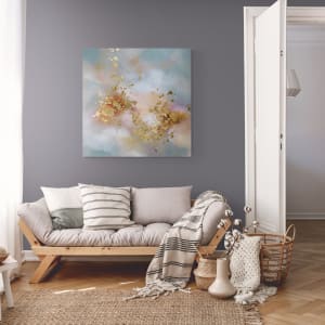 Hope by Valerie Ostenak  Image: On a dark color wall, the painting adds a dimension layer to the room.