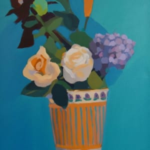 Vertical Orange Teal by june mccartney