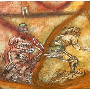 The Arena, mixed-media on canvas, $525 not including shipping by Stephen Mead  Image: The Arena detail