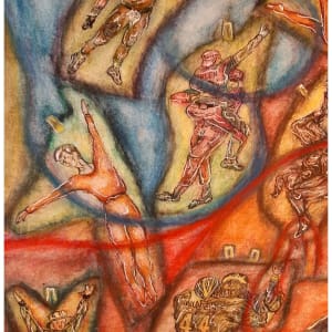 The Arena, mixed-media on canvas, $525 not including shipping by Stephen Mead  Image: The Arena detail