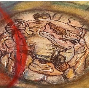 The Arena, mixed-media on canvas, $525 not including shipping by Stephen Mead  Image: The Arena detail