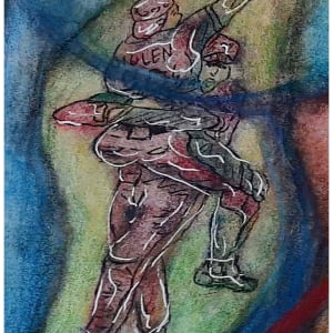 The Arena, mixed-media on canvas, $525 not including shipping by Stephen Mead  Image: The Arena detail