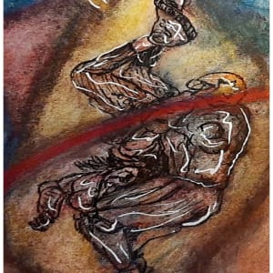 The Arena, mixed-media on canvas, $525 not including shipping by Stephen Mead  Image: The Arena detail