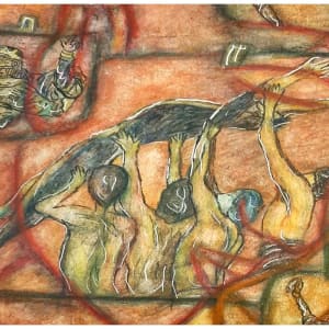 The Arena, mixed-media on canvas, $525 not including shipping by Stephen Mead  Image: The Arena detail
