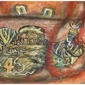 The Arena, mixed-media on canvas, $525 not including shipping by Stephen Mead  Image: The Arena detail