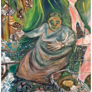 Some Childhoods, (oil on blue polyester blend), $525 not including shipping by Stephen Mead  Image: Some Childhoods detail