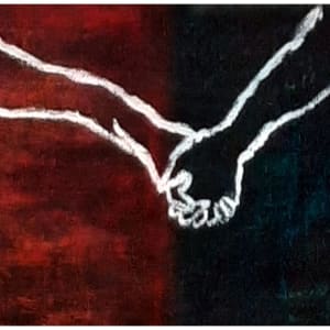 Struggle, mixed media on four canvas panels, $550 not including shipping by Stephen Mead  Image: Struggle detail