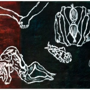 Struggle, mixed media on four canvas panels, $550 not including shipping by Stephen Mead  Image: Struggle detail