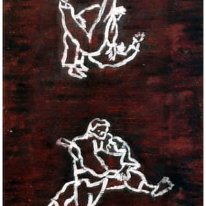 Struggle, mixed media on four canvas panels, $550 not including shipping by Stephen Mead  Image: Struggle detail