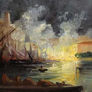 HARBOUR ON FIRE by CHARLES BARRIAT (1821-1885)