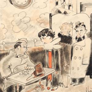 In a Cafe by Maurice Julhes (1896-1986)