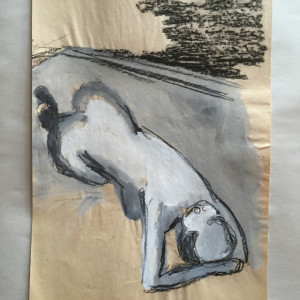 Female Nude Leaning Over by Gloria Dudfield 
