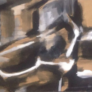 Mid Century Gouache Abstract Gee by Gee