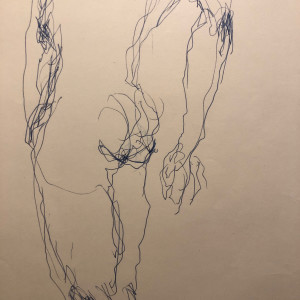 Contour Drawing Male Nude in Ink by Frank J Bette 