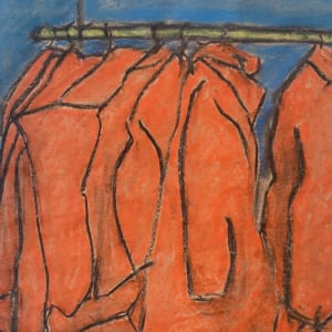 1960s "Coats" Pastel Drawing Edith Isaac-Rose by Edith  Isaac-Rose 