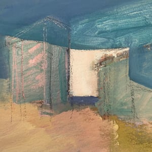 "Small Houses" 1980s Original Landscape Painting by Unknown 