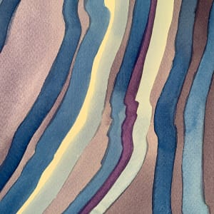 "Purple with Blue River" 1960s Original Abstract Painting by Edith  Isaac-Rose 