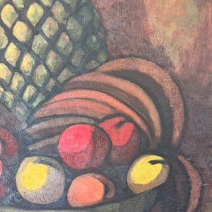 Mexican Modernist Still Life Oil Painting Mid 20th Century "Bodegon Fruitas" by Andres Molinares 
